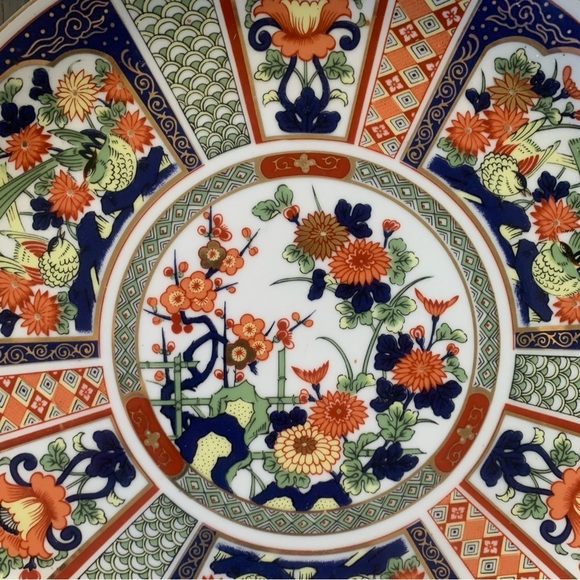 Elegant Orange‎ and Blue Chinese  Dinnerware Set of 3 chinoiserie plates home - Picture 5 of 11